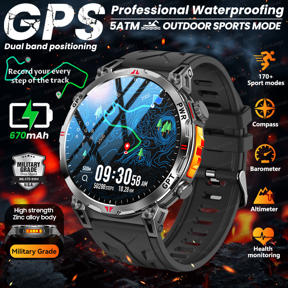 Jam Tangan Pintar Olahraga Outdoor dengan GPS dan Kompas