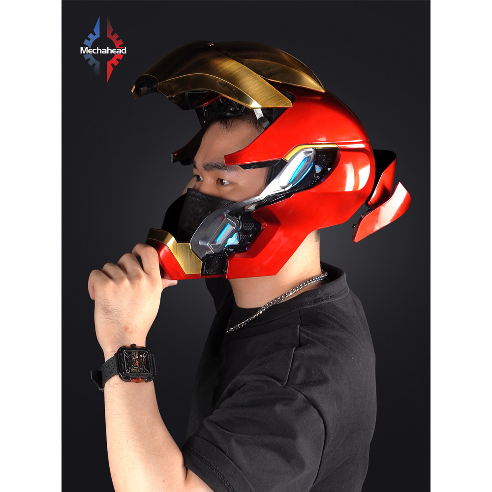 Autoking Iron Man Mk50 Collectible Helmet 1:1 Scale with Charge Base Remote Voice Control &