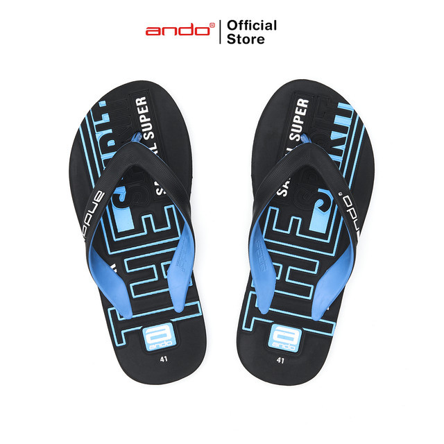 Ando Official Sandal Jepit Cinabar-Le Pria Dewasa - Hitam/Biru