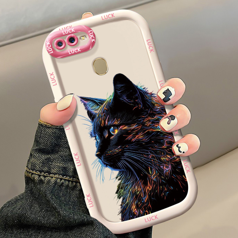 Casing Hp untuk OPPO A7 A5s A12 A12s A11K Case Casing HP Softcase Puff Kasing Lensa warna kontras in