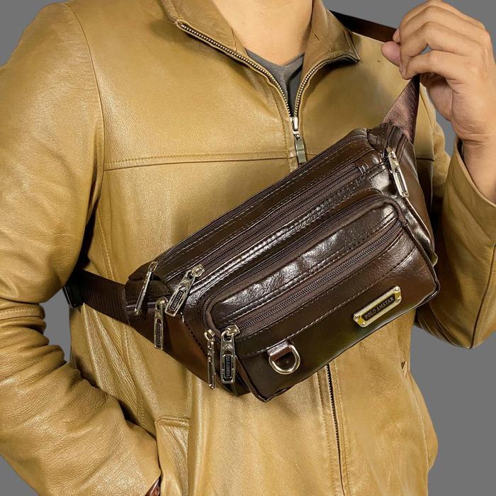 Eiger - Amstar Tas Selempang Pria Kulit Anti Air Waistbag Casual Slingbag Compact Tas Selempang Bahu