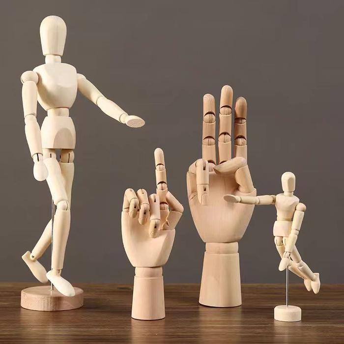 Manekin Kayu Manekin Tangan Pajangan Action Figure Hiasan Meja Patung Manekin Sketsa Kado