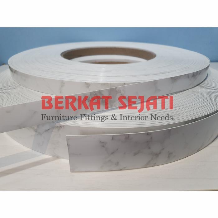 Edging Hpl Aica Taco WHITE MARBLE GLOSS / MARMER PUTIH KILAP 23mm x 1mm .