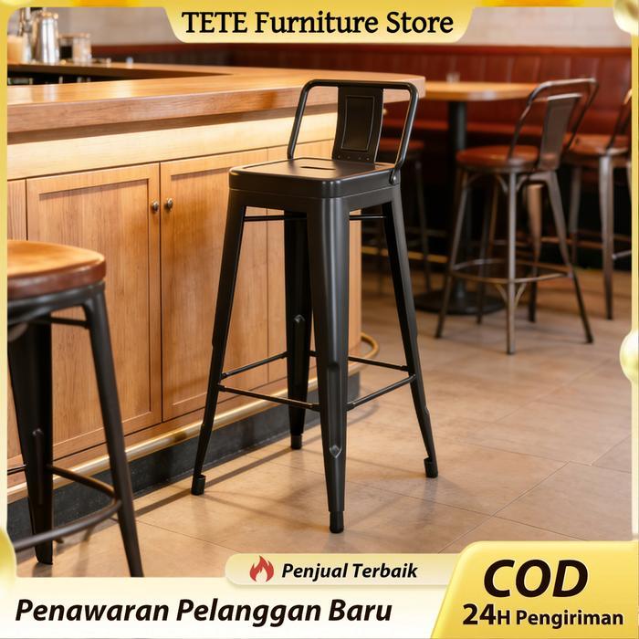 TETE Kursi Bar Besi Minimalis Kursi Cafe Tinggi Kursi Tolix Untuk Kafe Restoran Teras Rumah Kantor