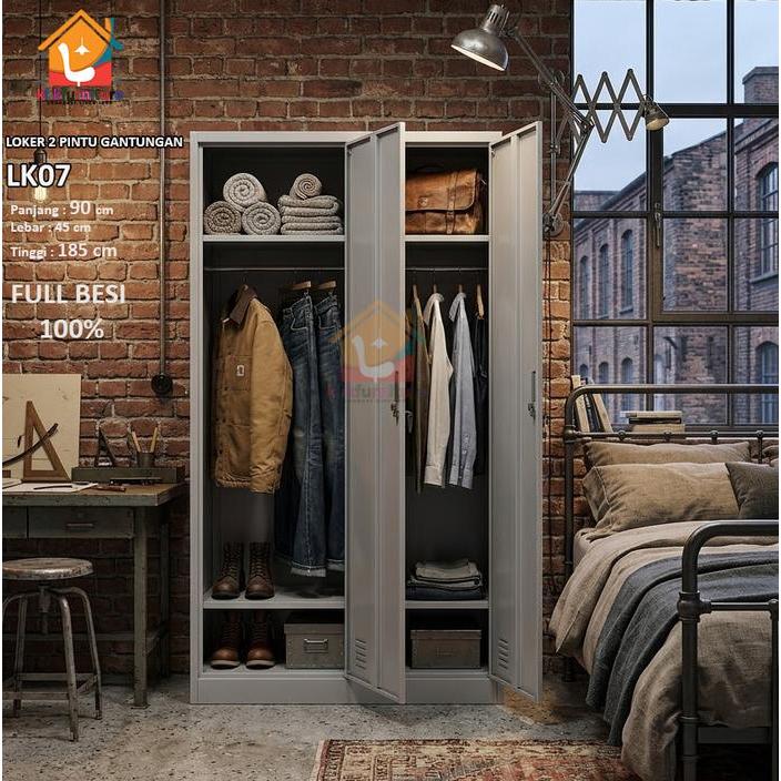Loker Besi 2 Pintu Gantungan Lemari Loker Besi 2 Pintu Hanger Lk07
