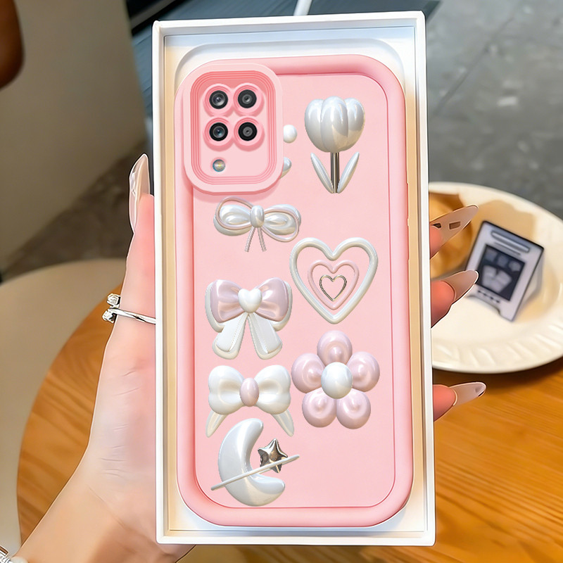 Casing Hp untuk Samsung Galaxy A12 4G A12 5G M12 F12 Case Pola Mewah 3D Kasing silikon Cesing menemp