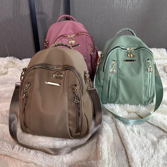 Tas Ransel Fashion Wanita Backpack Korea Multifungsi Hitam Cewek Sekolah Kulit