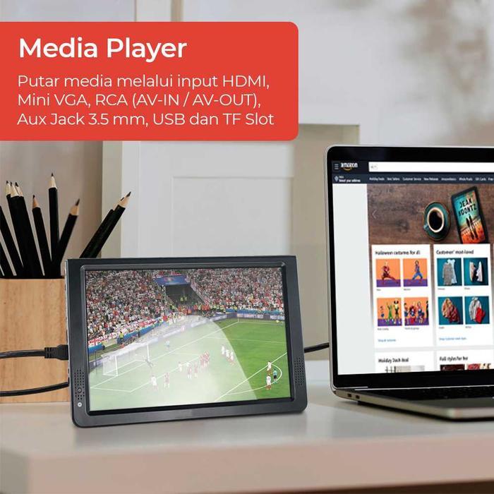 TV Portable Digital Analog 12 Inch Media Player DVB-T2 D12