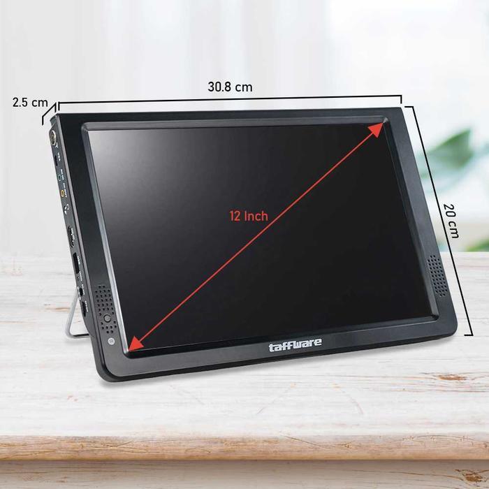 TV Portable Mini 12 inch Digital Analog Televisi Mobil Camping LED DVB-T2 HDMI VGA RCA (AV-IN/OUT)