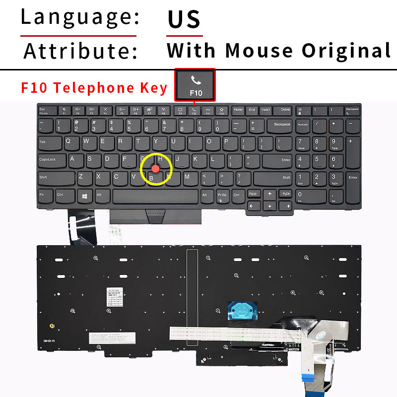 Replacement US/RU Laptop Keyboard For LENOVO Thinkpad T15 Gen1 Gen2/P15S Gen1 Gen2 5N20V78929
