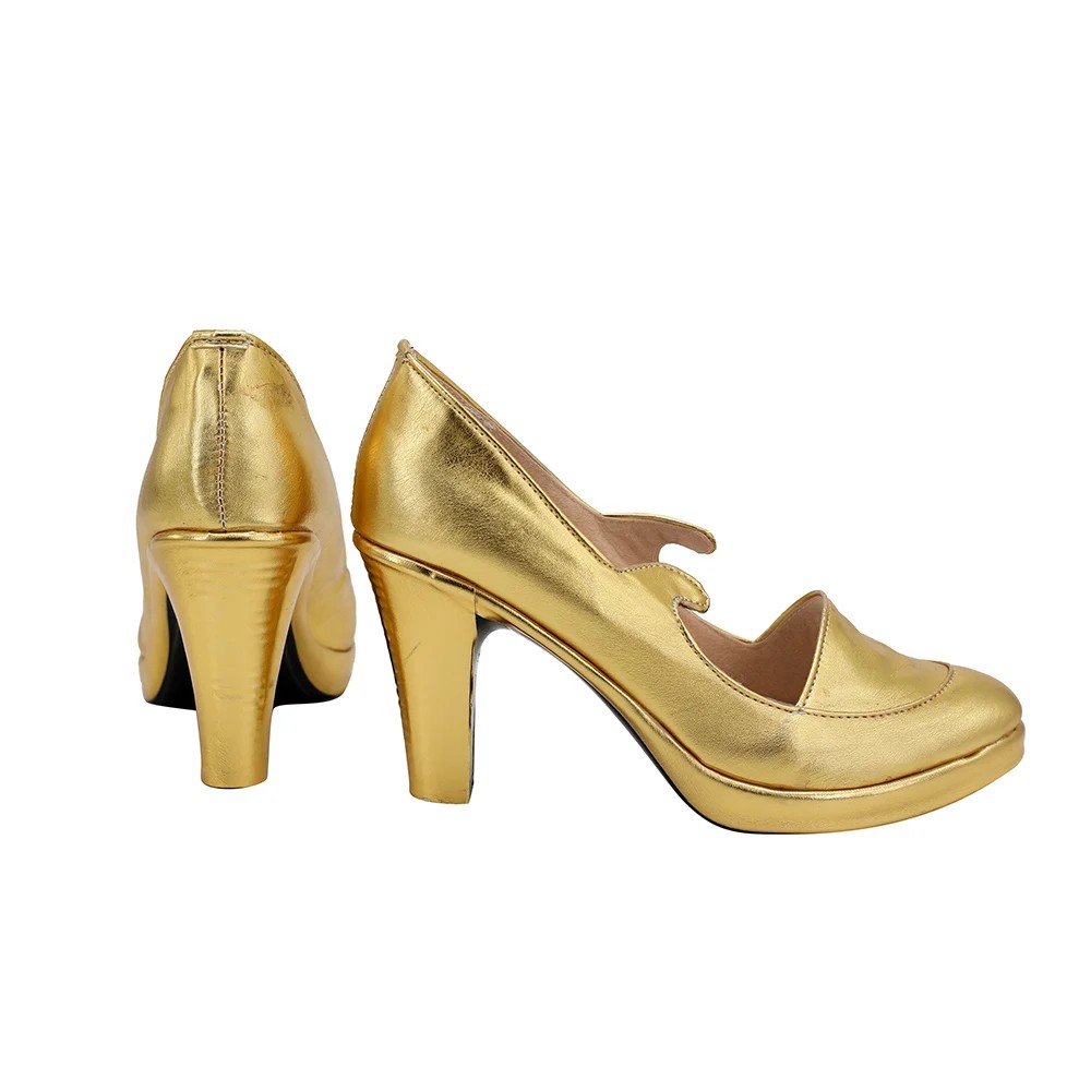 GENSHIN IMPACT MONA MEGISTUS COSPLAY GOLDEN HEEL SHOES CUSTOM MADE ANY SIZE