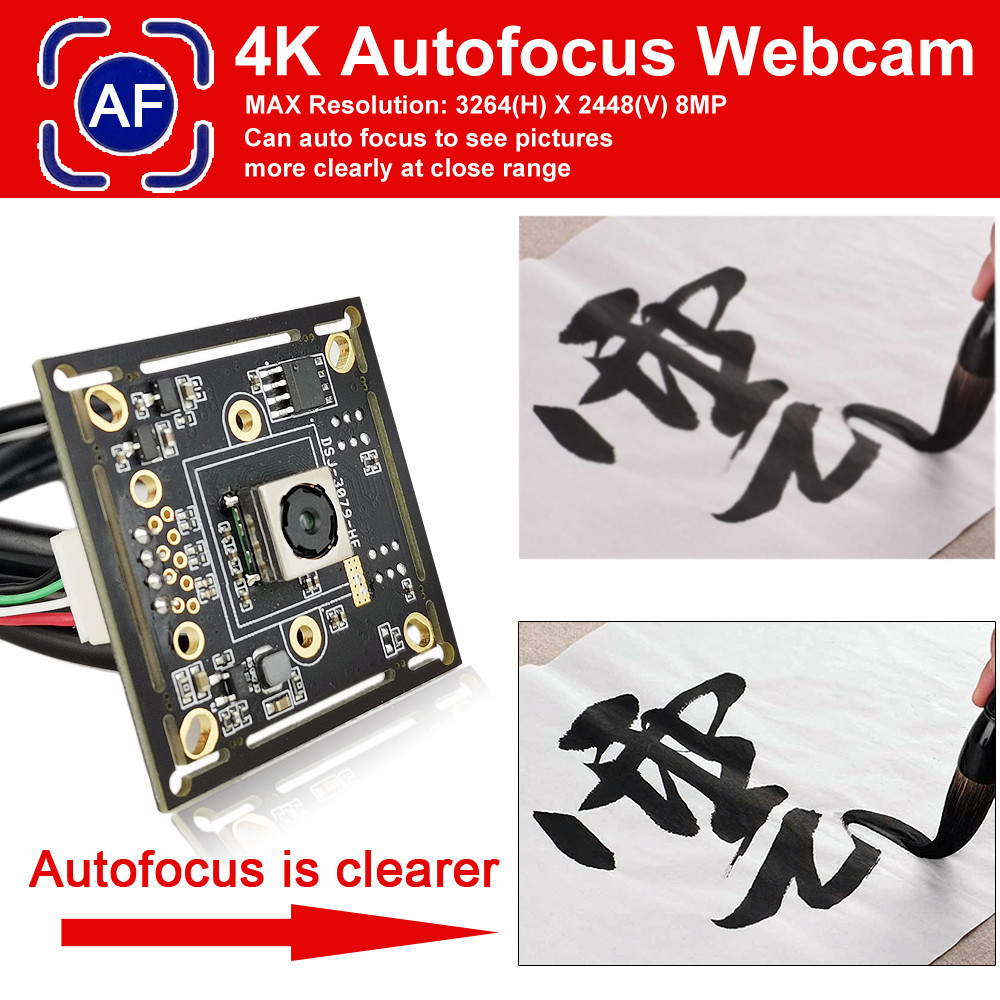 HD Autofocus 8MP 4K 3264 X 2448 Mjpeg Mini USB2.0 Webcam Board CMOS IMX179 Sensor UVC OTG USB Webcam