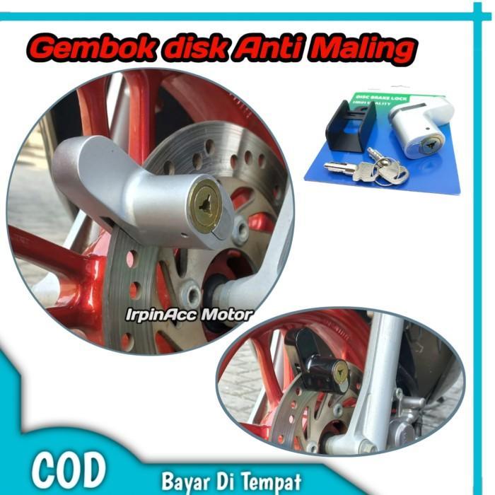 GEMBOK KUNCI DISK MOTOR WO GEMBOK PENGAMAN CAKRAM MOTOR HONDA YAMAHA S - HITAM