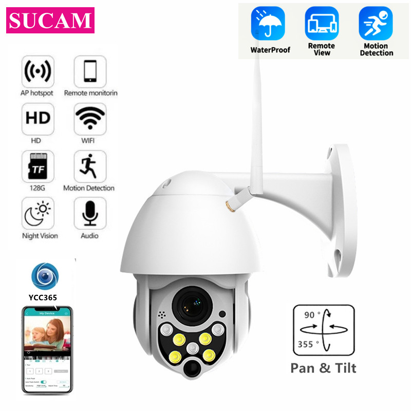 YCC365 Plus Wifi Camera Outdoor Full HD 2MP Security Camera Pan Tilt Speed Waterproof Dome Wireless