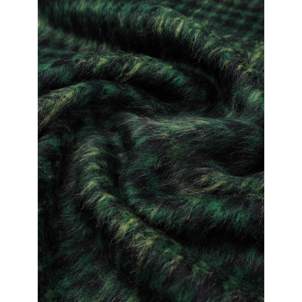 Drape Plaid Long Haired Alpaca Wool Fabric for Autumn Winter Coat Windbreaker Clothing Design Cloth