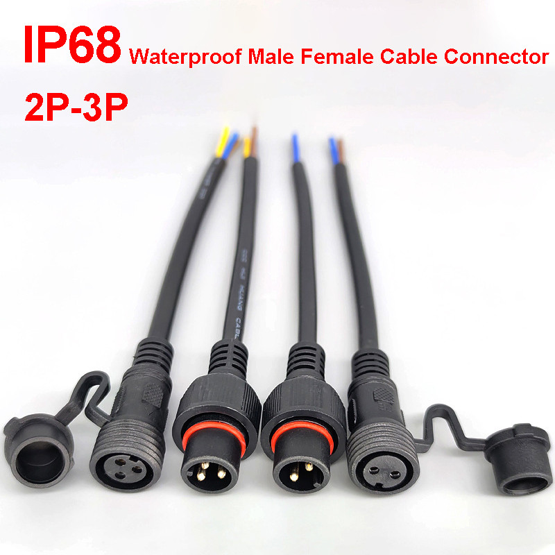 IP68 2/3Pin 0.3/0.5/0.75/1.0 Square Waterproof Male Female Cable Connector Plug Butt Extension Line