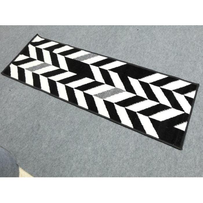 MAROC Karpet ukuran 80x200 otif BW 02 Monokrom Local, Karpet Lantai, Karpet Bulu