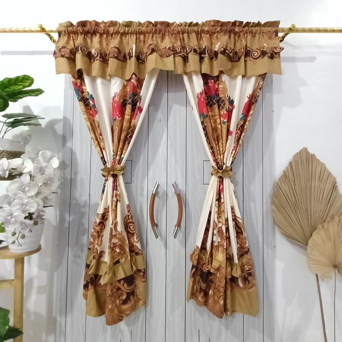 Gorden Jendela Kamar Pendek Model Serut Motif Luxury