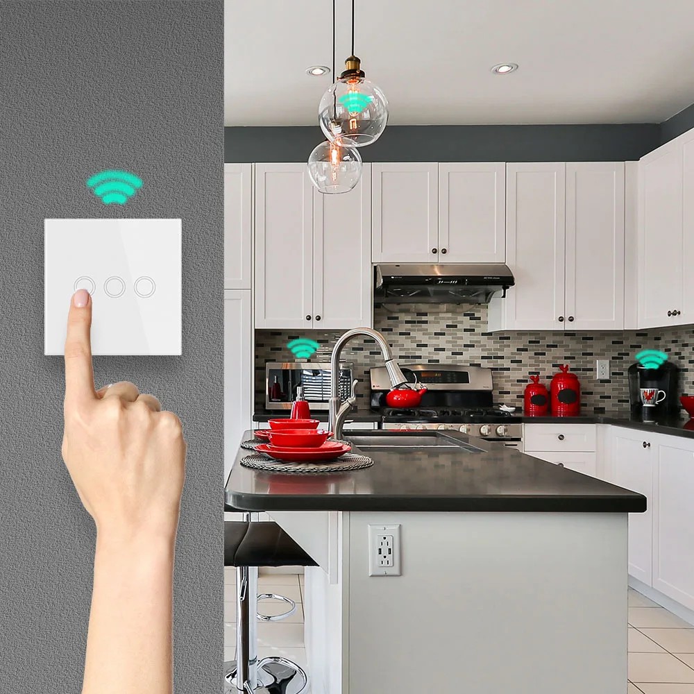 433mhz rf Wireless Touch Button Switch Glass Wall Panel on Off Remote Control Switch Work with