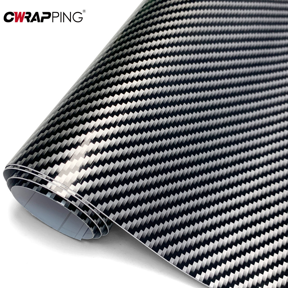 Car Wrap Vinyl Film 2D Glossy Carbon Fiber Sticker Anti-Scratch Black Color Change Film Bubble Free