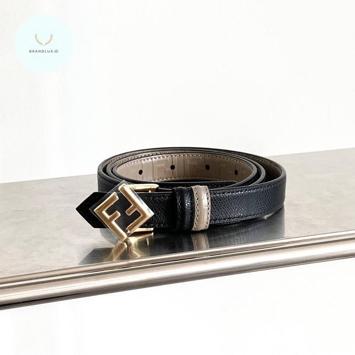 TERMURAH Fendi FF Diamond 2cm Reversible Belt Black / Tortora READY STOCK