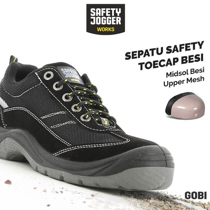 SIAPKIRIM Sepatu Safety Jogger Gobi Black Sepatu Septi Shoes Kerja Proyek Pria Hitam Besi READY
