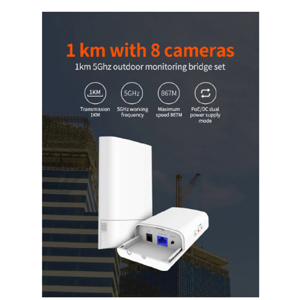 Tenda O1-5G 1KM 5GHz Outdoor CPE Wireless 9dbi WIFI Repeater Extender Router AP Access Point Wi-Fi