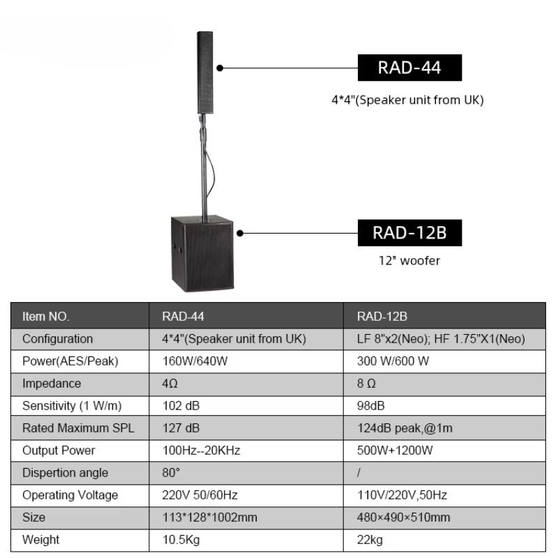 L1 Mini Outdoor Portable Standing Dj Sound System Set Amplified Loud Bass Subwoofer Neodymium Active