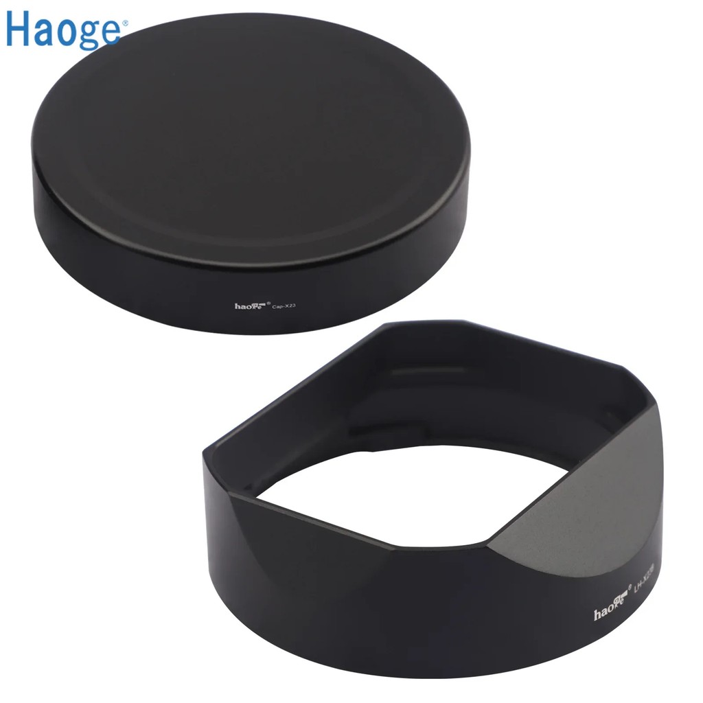 Haoge LH-X23B Square Dedicated Metal Lens Hood Shade with Metal Cap for Fujifilm Fuji Fujinon XF