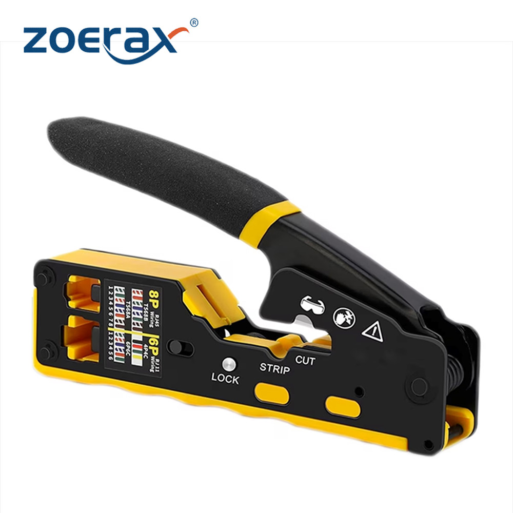 ZOERAX RJ45 CAT6 Crimper Tool Pass Through Ethernet Crimp Tool for Cat6 Cat5 Cat5e RJ45 Connectors