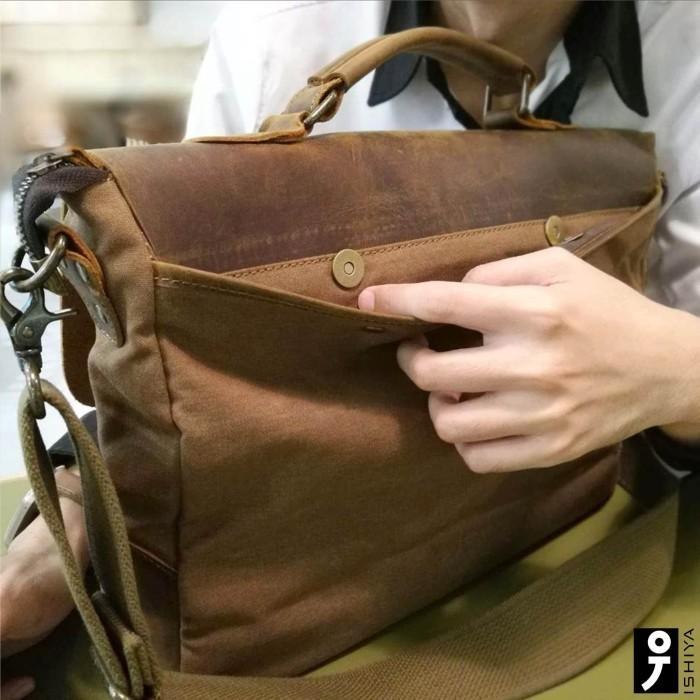 Tas Selempang Pria Tas Selempang Tas Slempang Pria Sling Bag Kanvas Kulit Asli Birmingham
