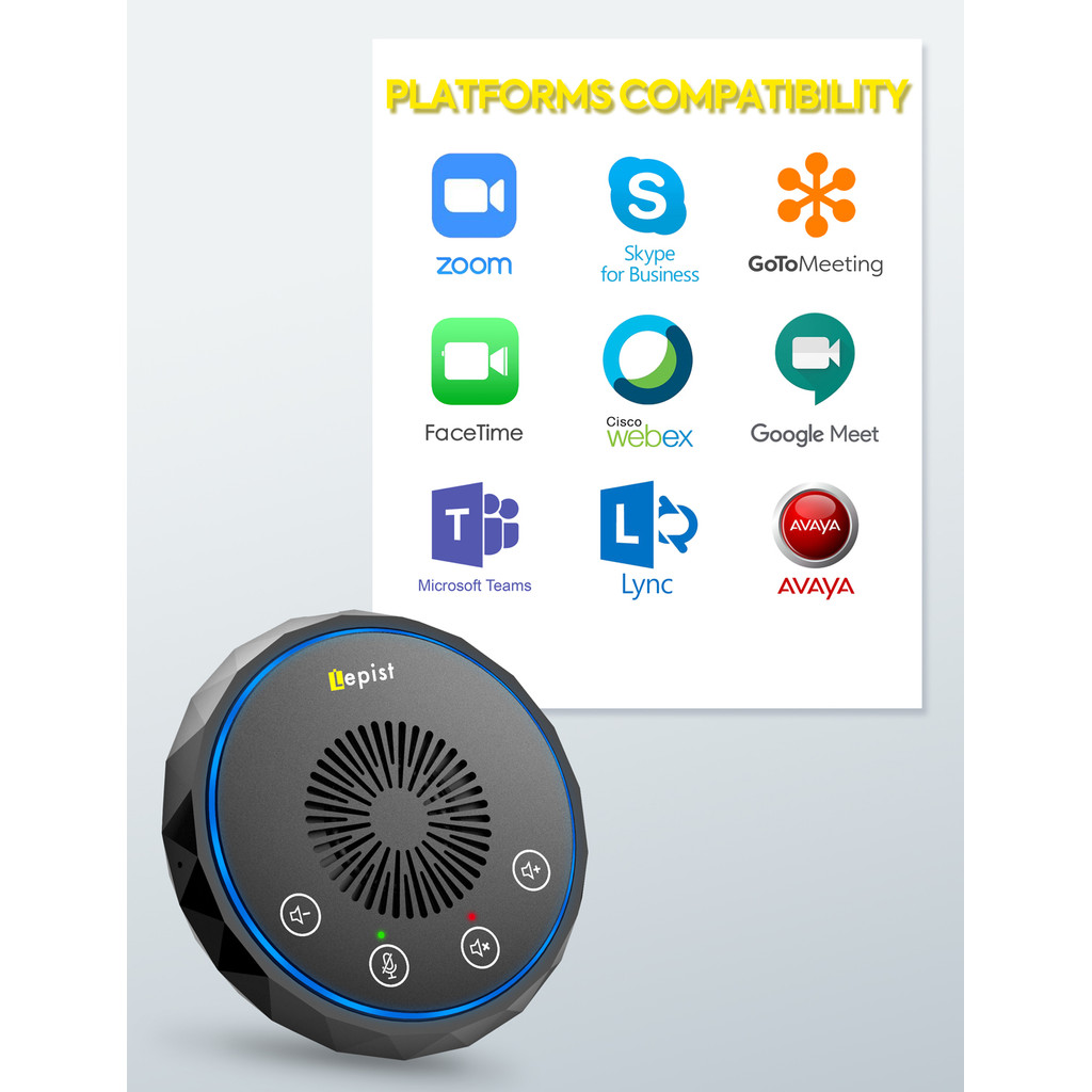 USB&Type-C Speakerphone Speaker Microphone, Touch Buttons 360? Omnidirectional Pickup for Conference