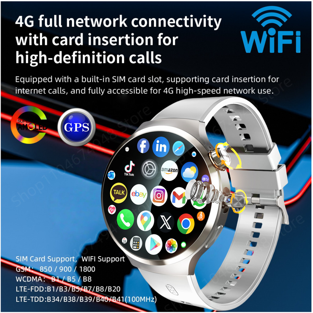 4G/5G Full Netcom Smartwatch 1.98inch Amoled Smart Watch With 210?Rotary Camera Android 13.0 Dual