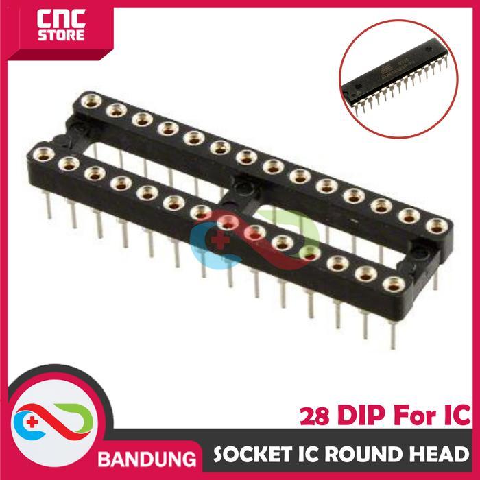SOCKET IC 28P SOKET IC DIP28 DIP-28 ROUND HEAD NARROW ATMEGA328P/8/168 .