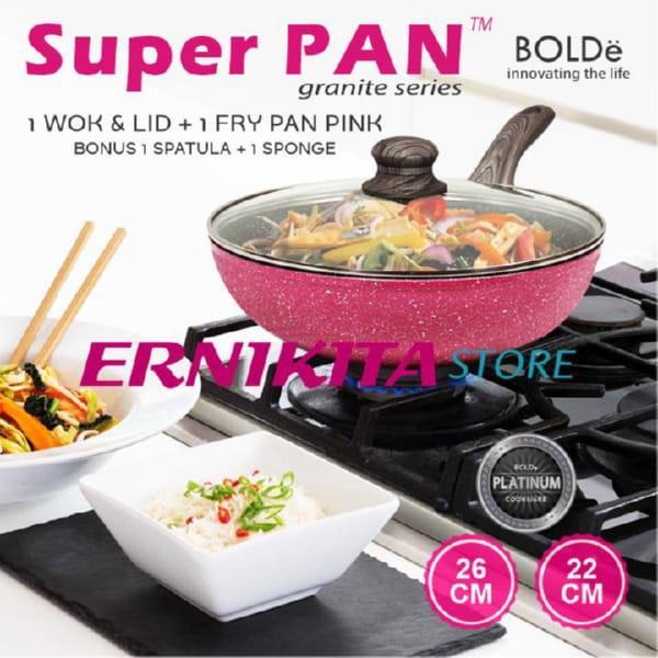 Bolde Super Pan Black Pink Series Set Panci Wajan Goreng