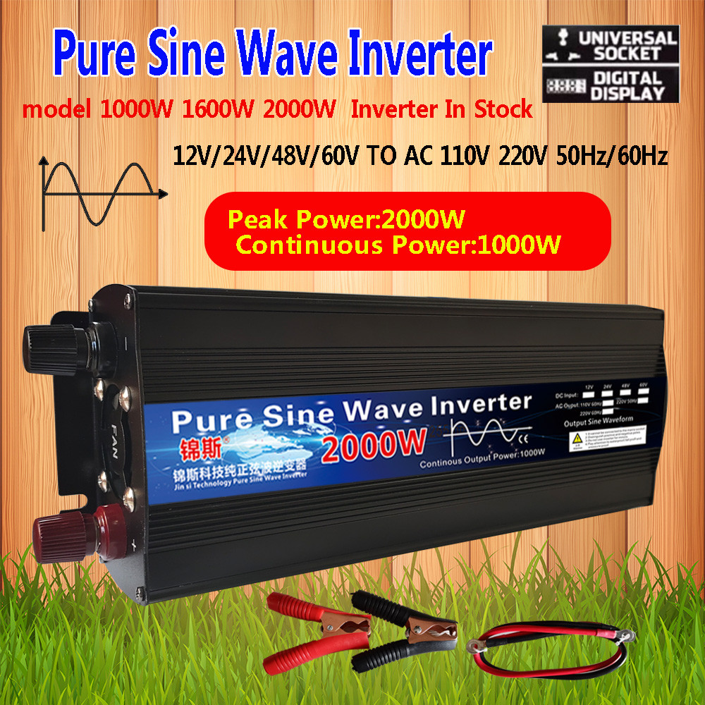 Pure Sine Wave Inverter DC 12V 24V AC 220V 110V 60Hz 1000W 1600W 2000W Power Converter Booster Car s
