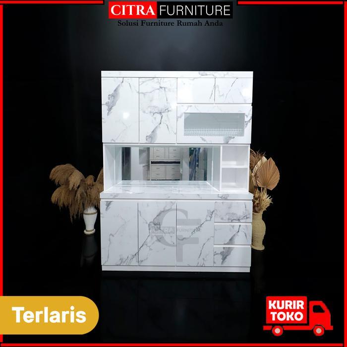 Lemari Dapur Piring 4 Pintu Hidrolik HPL Kabinet Rak Piring Minimalis Kitchen set Duco