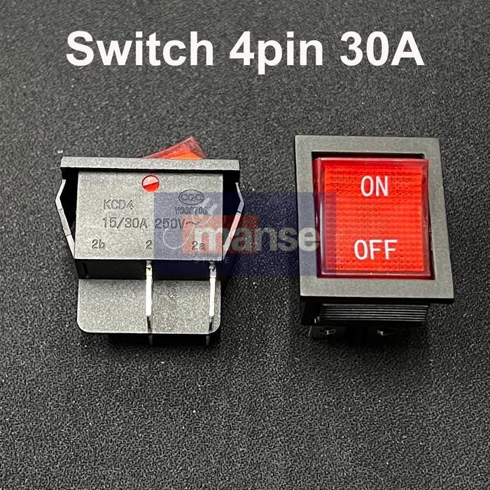 Saklar 4 Kaki On Off 30A Merah / Switch 4 pin 30A Besar Mesin Las IS