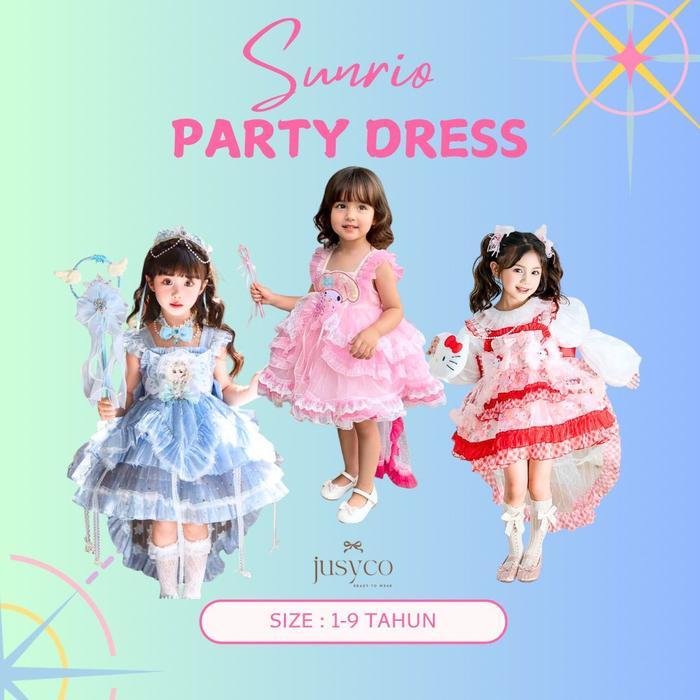 TERLARIS Jusyco Kids Sanrio Character Party Dress /Kostum Cosplay Dress Lolita Anak Perempuan READY