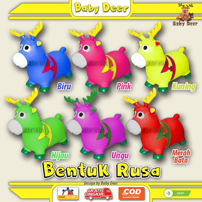 Et03 BENTUK RUSA Kudaan Musik Anak Mainan Jumping Animal Karet Viral Murah Hewan Lucu Jumbo Besar