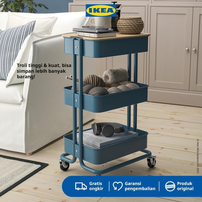 IKEA RASKOG Troli Dapur Serbaguna Abu-Biru 35x45x77cm