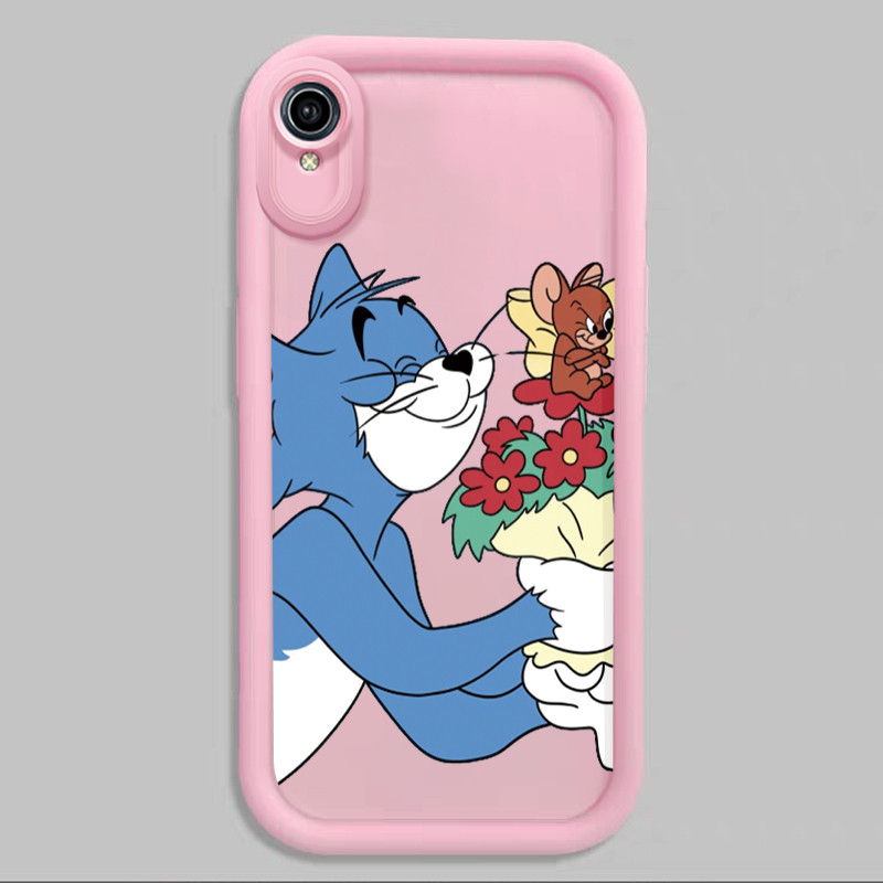 Casing Hp untuk VIVO Y91C Y90 Y1s Case Casing HP couple Kucing dan tikus kartun Kasing silikon Cesin