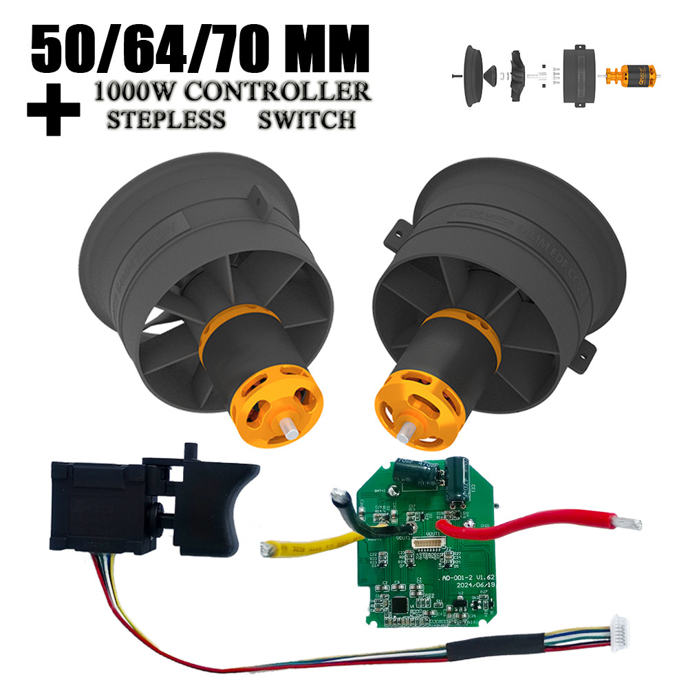 Motor Brushless Kit EDF 50mm 64mm 70mm 1000W dengan Kontroller ESC untuk Kipas Turbo dan Blower