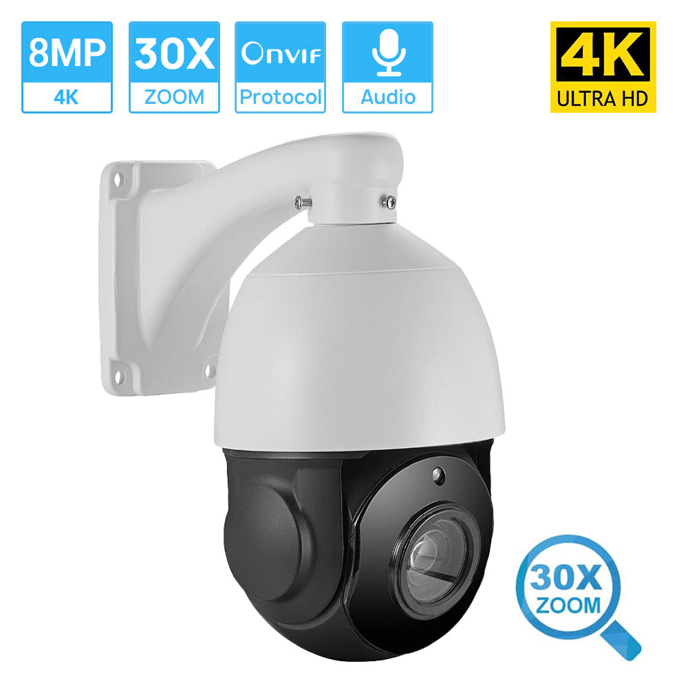 8MP 30XZoom PTZ IP Camera SONY IMX451 Ultra HD 4K POE Camera Outdoor Waterproof Two Way Audio SD