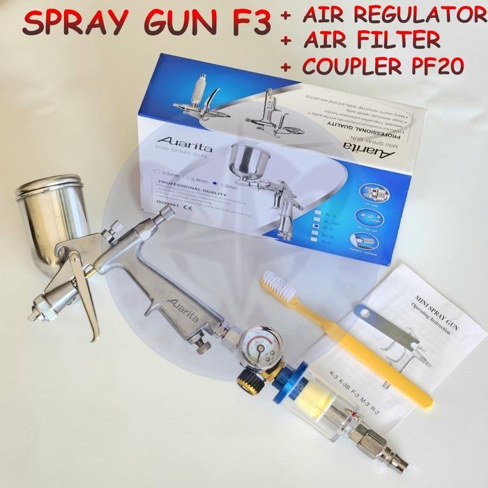 Spray Gun Auarita F3 + Air Regulator + Air Filter + Coupler Pf20