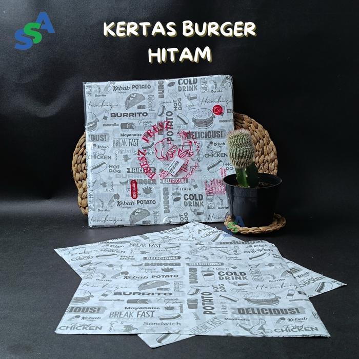 KERTAS BURGER HITAM / KERTAS BURGER / KERTAS BURGER ANTI LENGKET