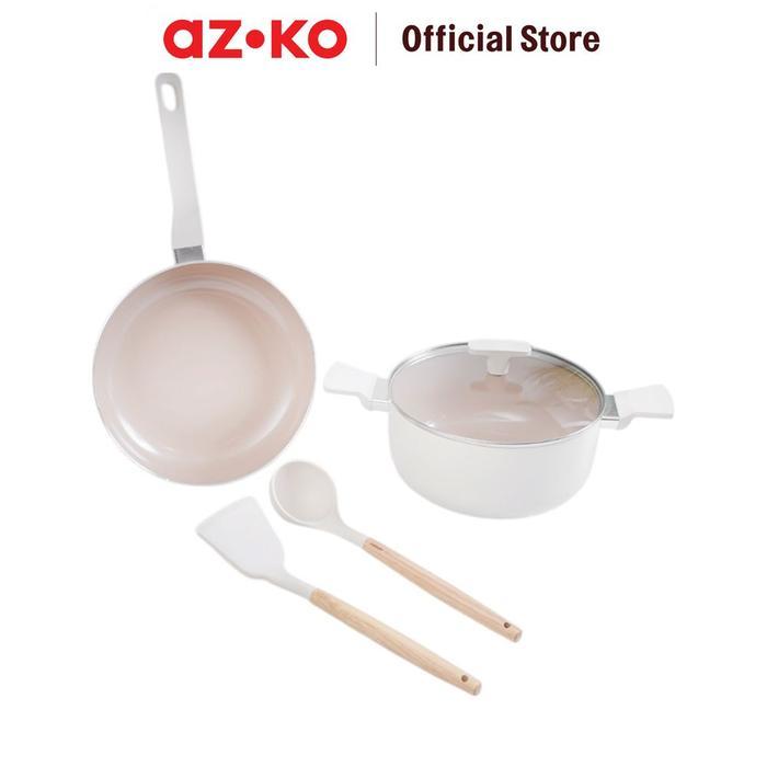 AZKO Culinart Set 4 Pcs Perlengkapan Masak - Krem Cookware Set Set Wajan Peralatan Masak Kitchen