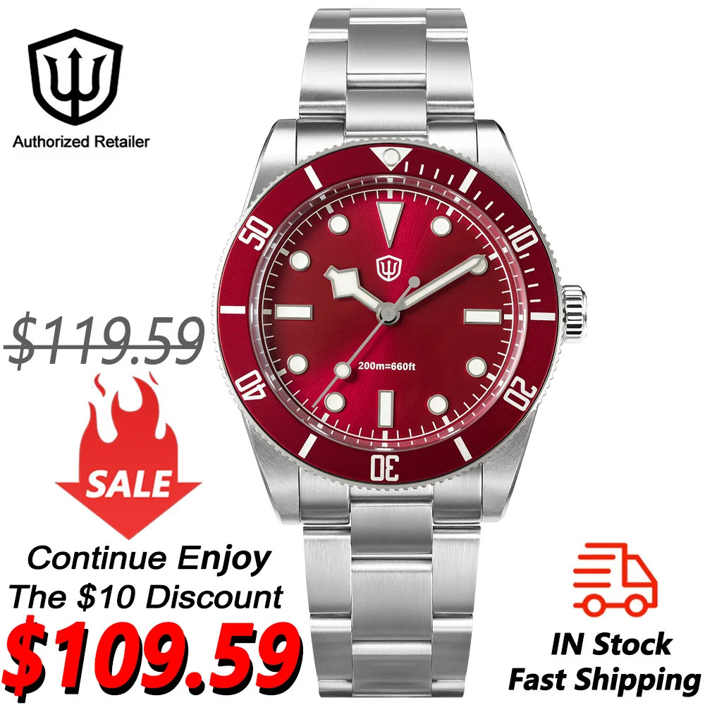 Watchdives WD7922 BB54 Watch VH31 Sweep Second Movement Sapphire Crystal 20bar Waterproof C3