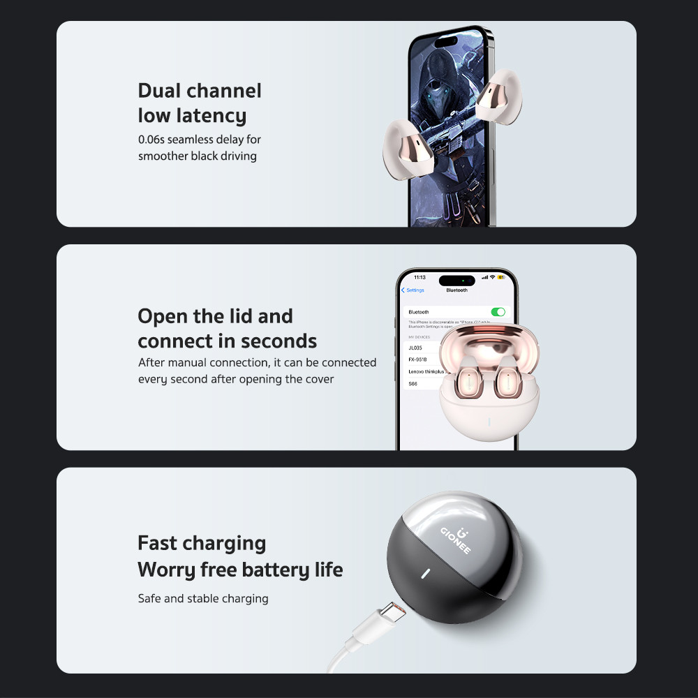 Gionee JL035 Bluetooth Earphones Sports Wireless Headphones with Mic Bluetooth 5.4 AI Noise