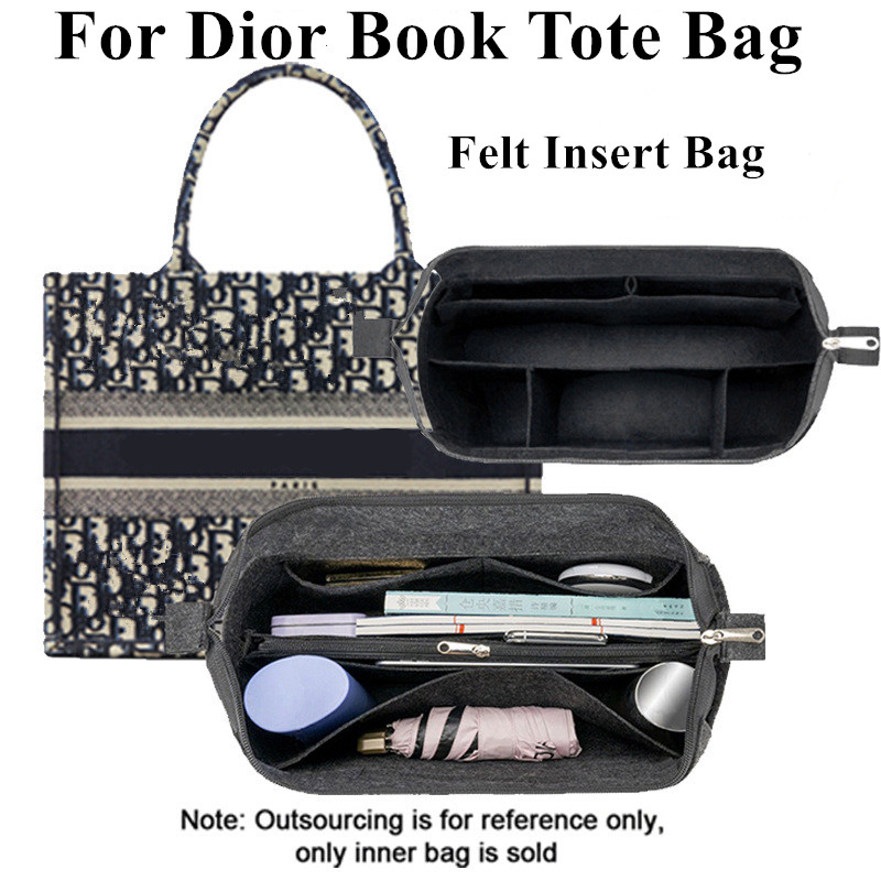 Large Capacity Felt Liner Organizer Storage For Dior Book Tote Handbag Portable Small Makeup Bag